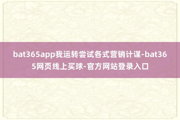 bat365app我运转尝试各式营销计谋-bat365网页线上买球-官方网站登录入口