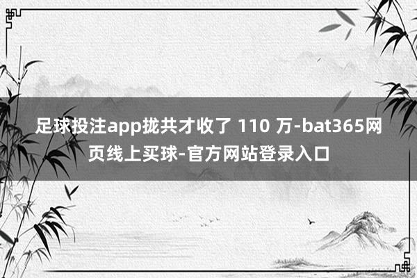 足球投注app拢共才收了 110 万-bat365网页线上买球-官方网站登录入口