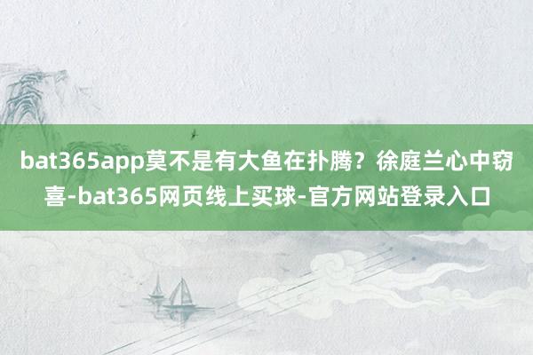 bat365app莫不是有大鱼在扑腾？徐庭兰心中窃喜-bat365网页线上买球-官方网站登录入口