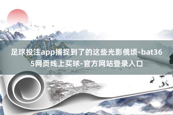 足球投注app捕捉到了的这些光影俄顷-bat365网页线上买球-官方网站登录入口