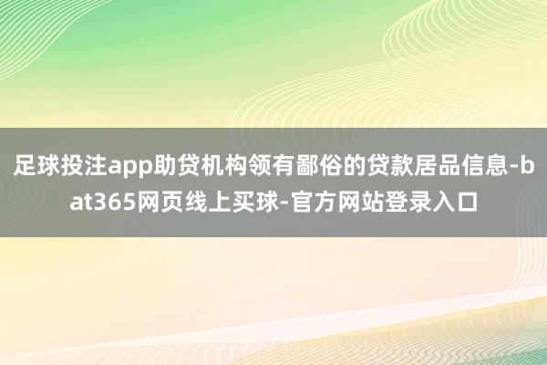 足球投注app助贷机构领有鄙俗的贷款居品信息-bat365网页线上买球-官方网站登录入口