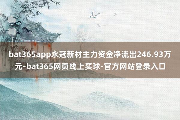 bat365app永冠新材主力资金净流出246.93万元-bat365网页线上买球-官方网站登录入口