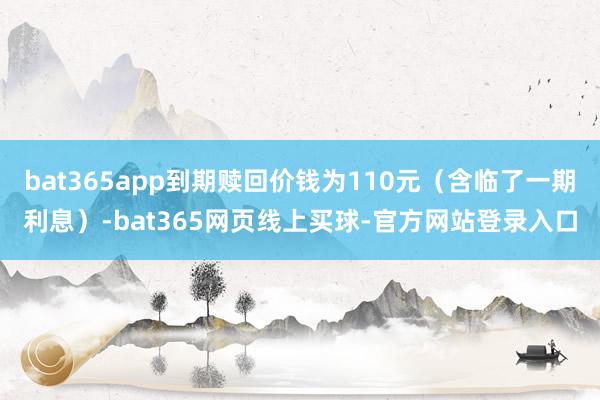 bat365app到期赎回价钱为110元（含临了一期利息）-bat365网页线上买球-官方网站登录入口