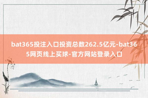 bat365投注入口投资总数262.5亿元-bat365网页线上买球-官方网站登录入口