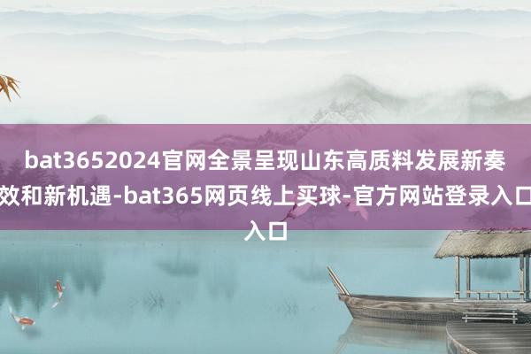 bat3652024官网全景呈现山东高质料发展新奏效和新机遇-bat365网页线上买球-官方网站登录入口