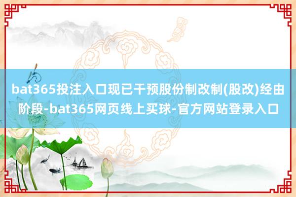 bat365投注入口现已干预股份制改制(股改)经由阶段-bat365网页线上买球-官方网站登录入口
