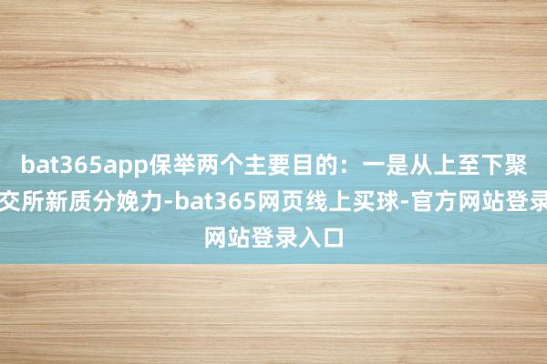 bat365app保举两个主要目的:一是从上至下聚焦北交所新质分娩力-bat365网页线上买球-官方网站登录入口
